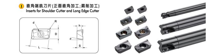 Inserts for shoulder cutter and long edge cutter